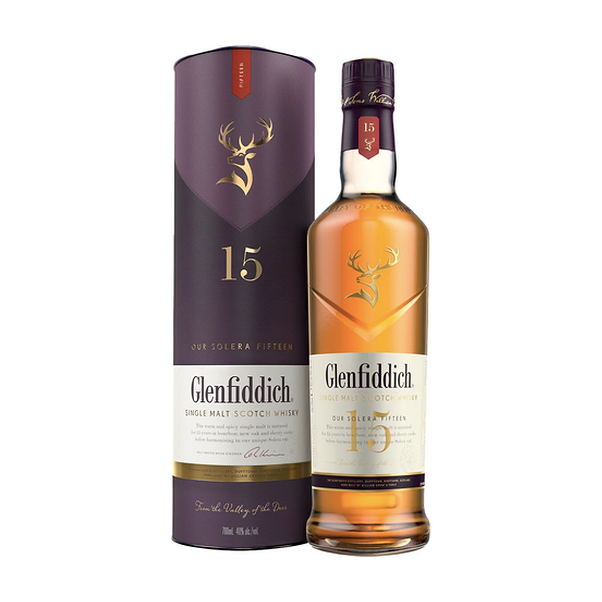 Bottiglia Glenfiddich 15 Years Old Single Malt Scotch Whisky (astuccio a tubo)