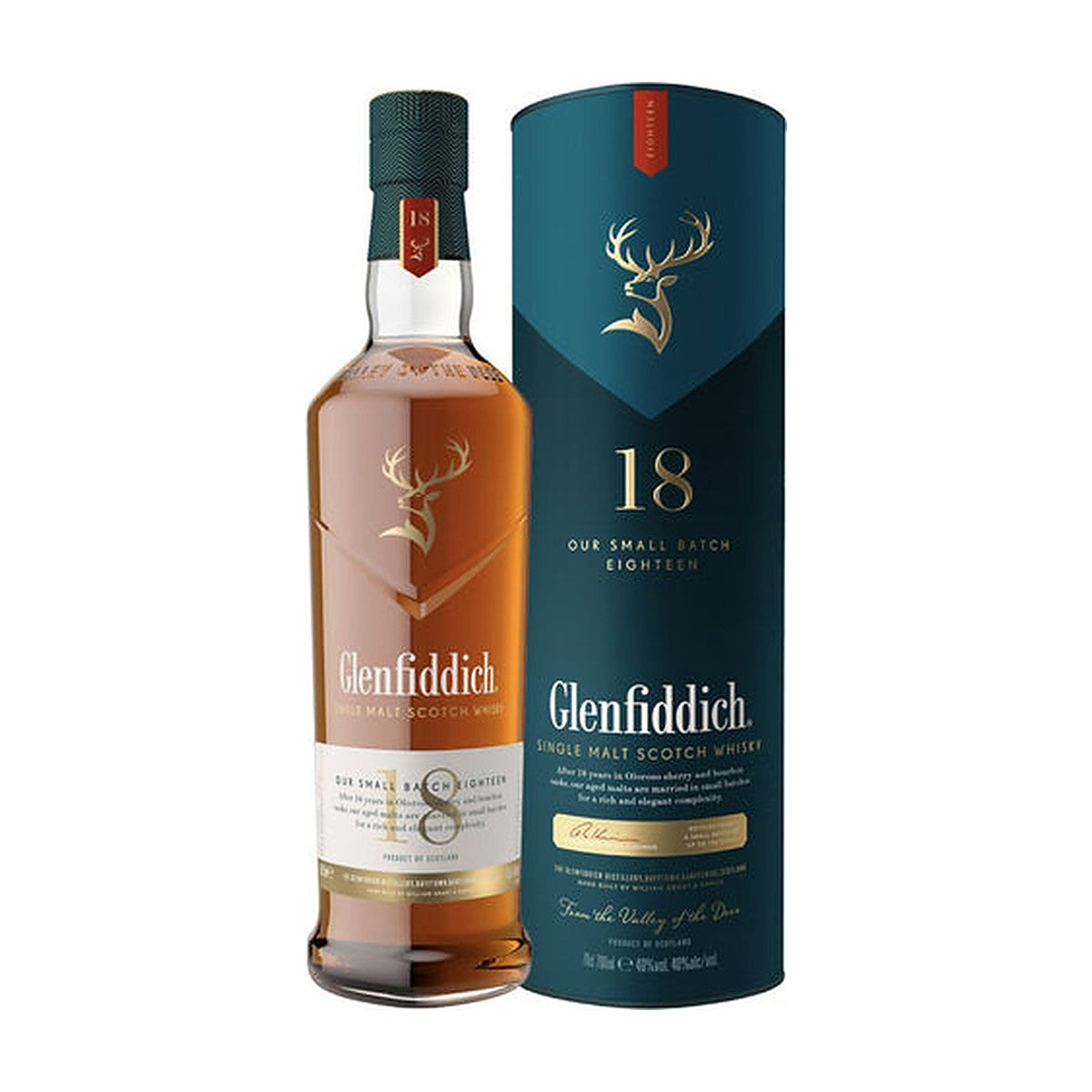 Bottiglia Glenfiddich 18 Years Old Single Malt Scotch Whisky (astuccio a tubo)